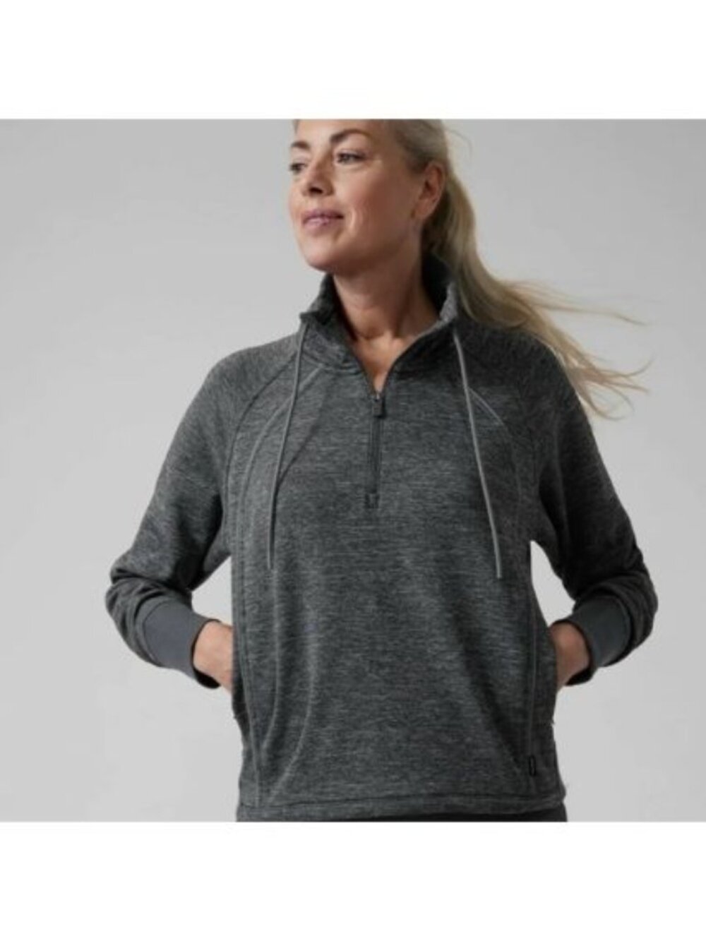 Athleta Heather Grey Altitude Half Zip Pullover Sweatshirt